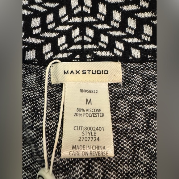 Max Studio Black Ivory Textured Knit Blazer Cardigan Size Medium - Picture 12 of 15